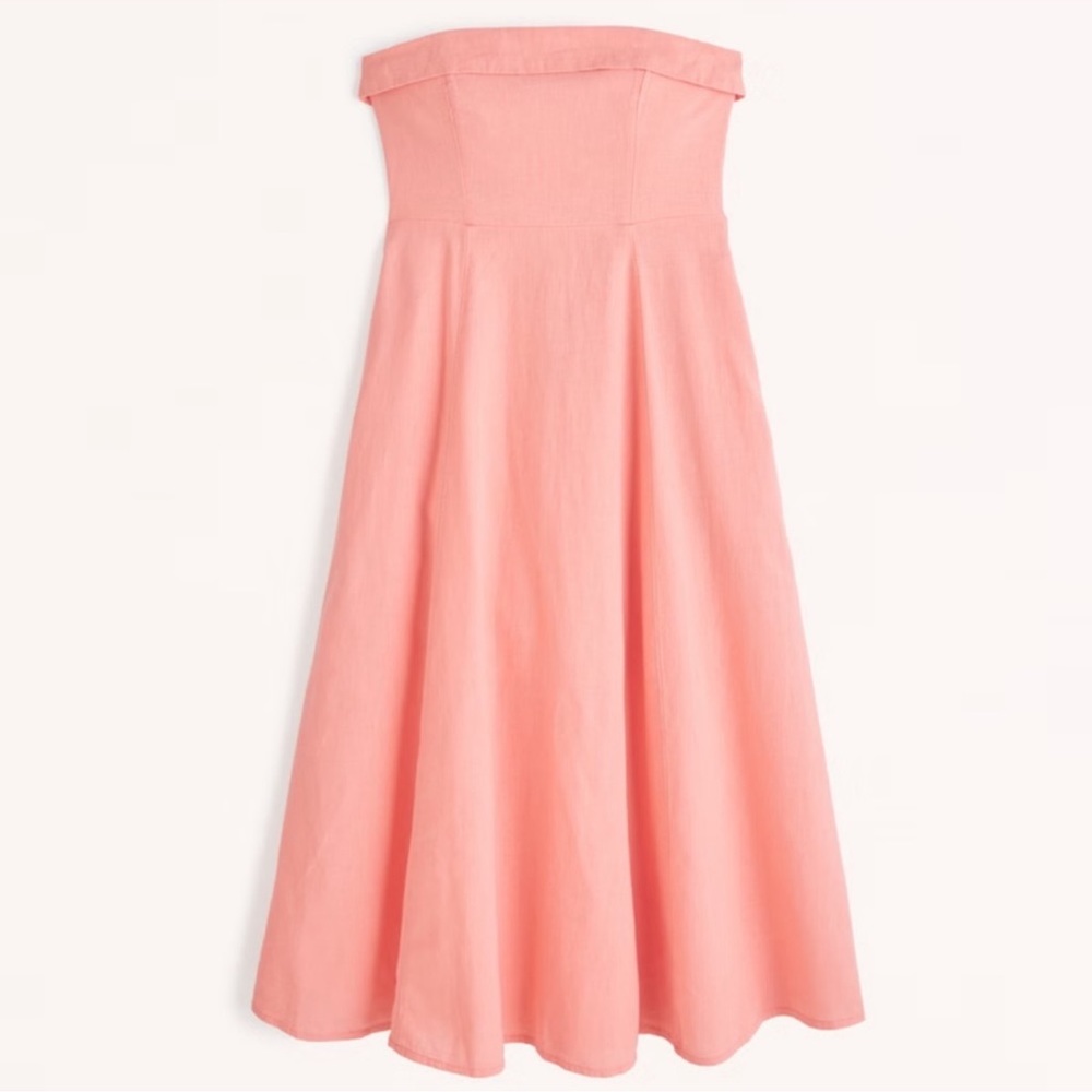 A&F Strapless Linen-Blend Midi Dress